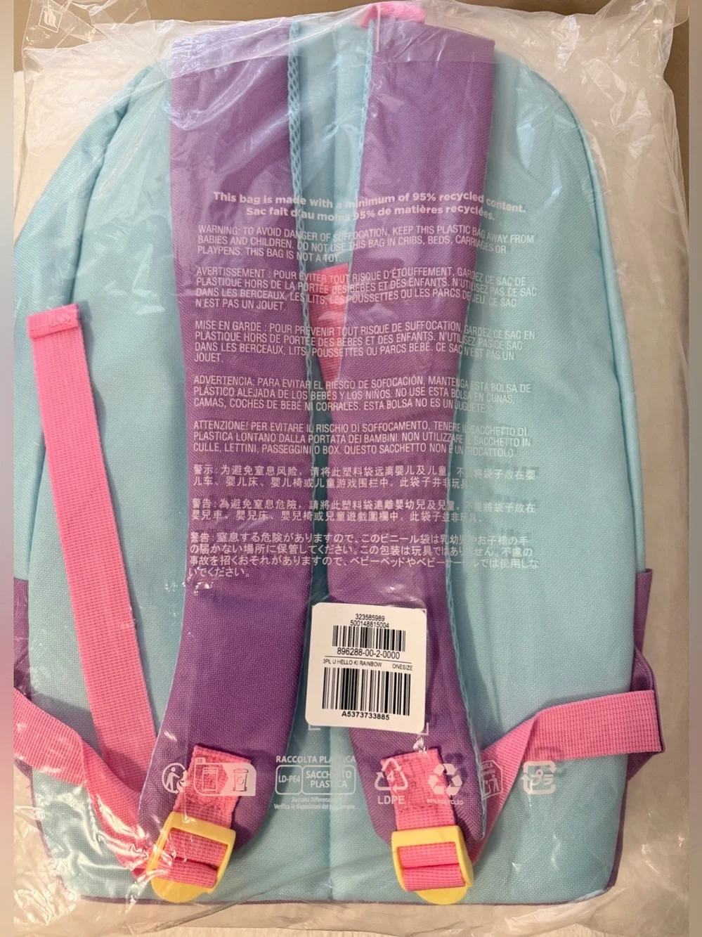 Hello Kitty Pastel Blue, Pink & Purple Kids Backpack